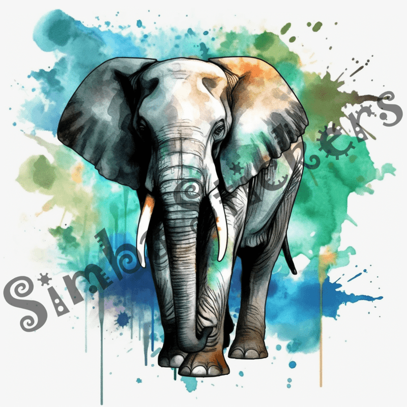 Elephants, watercolour, image set, 25 images, fqfyyp