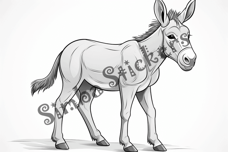 Colouring pages, bundle of singular donkeys, 10 images