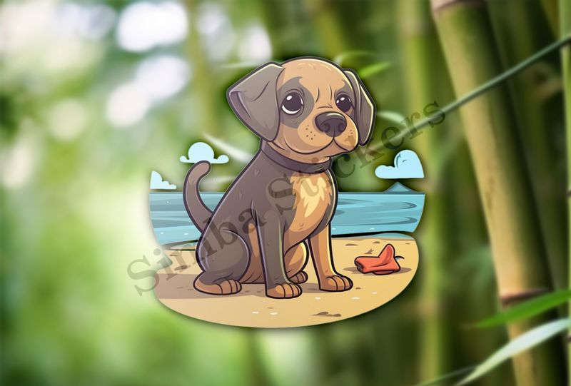 Dog puppy at the beach