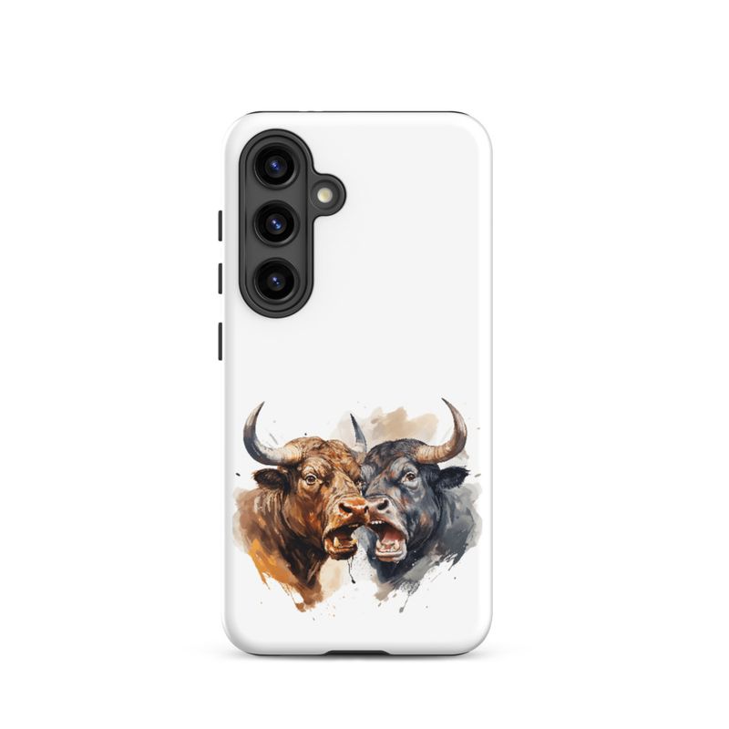 Tough Case for Samsung, Bulls facing up to each other, watercolour, dx5eff