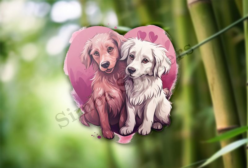 Dogs in love, watercolour
