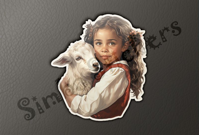 Goat hugged by small girl