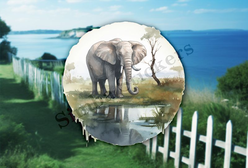 Elephant at a pond in the Savanna   