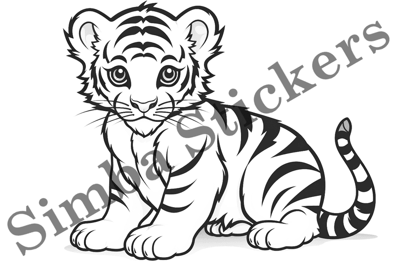 Colouring pages, bundle of tigers, 10 images