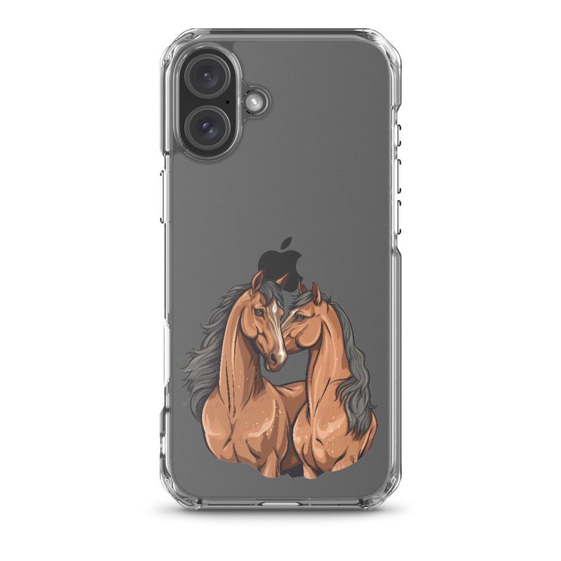 Clear Case for iPhone, Two brown horses snuggling, tdwcyd