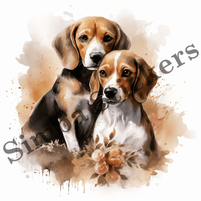 Beagle dogs in love, image set, 10 images