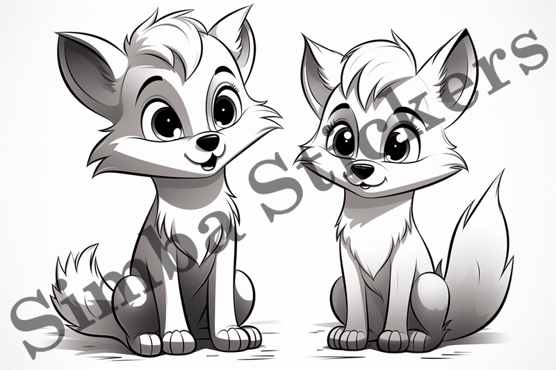 Colouring pages, Bundle of foxes, 10 images
