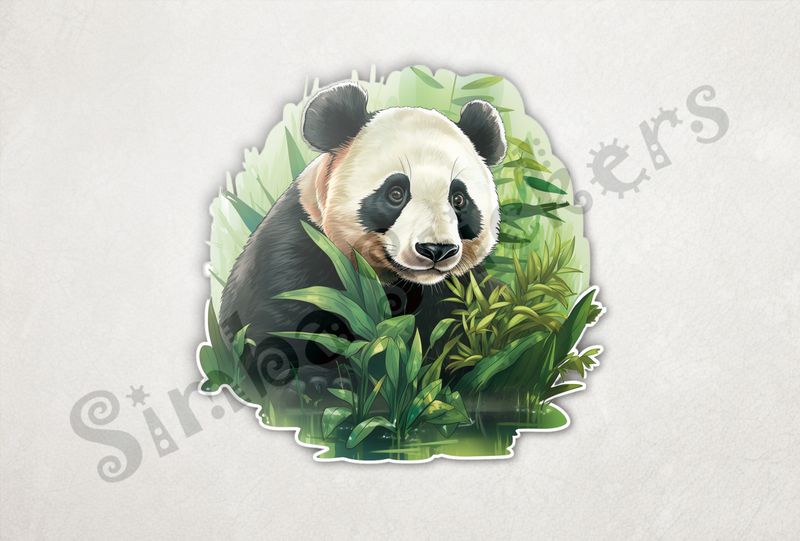 Panda amongst thick green leaves, pl6gni