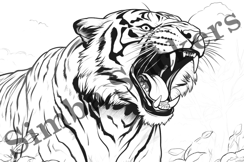 Colouring pages, bundle of tigers, 25 images