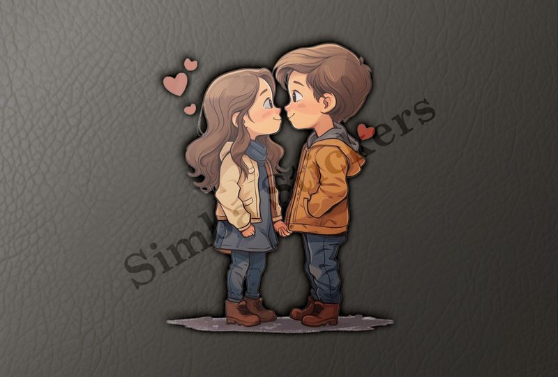 Boy and girl sweetly in love, rosy cheeks