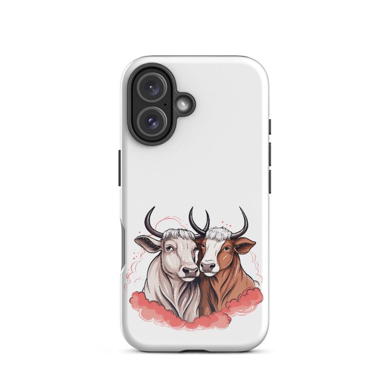 Tough Case for iPhone, Bull and cow, romantic, reddish clouds, qoucds