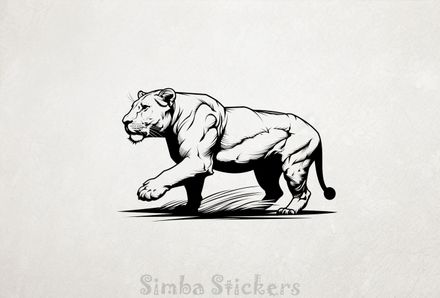 Lioness in hunting mode, outline art, nvpfxh