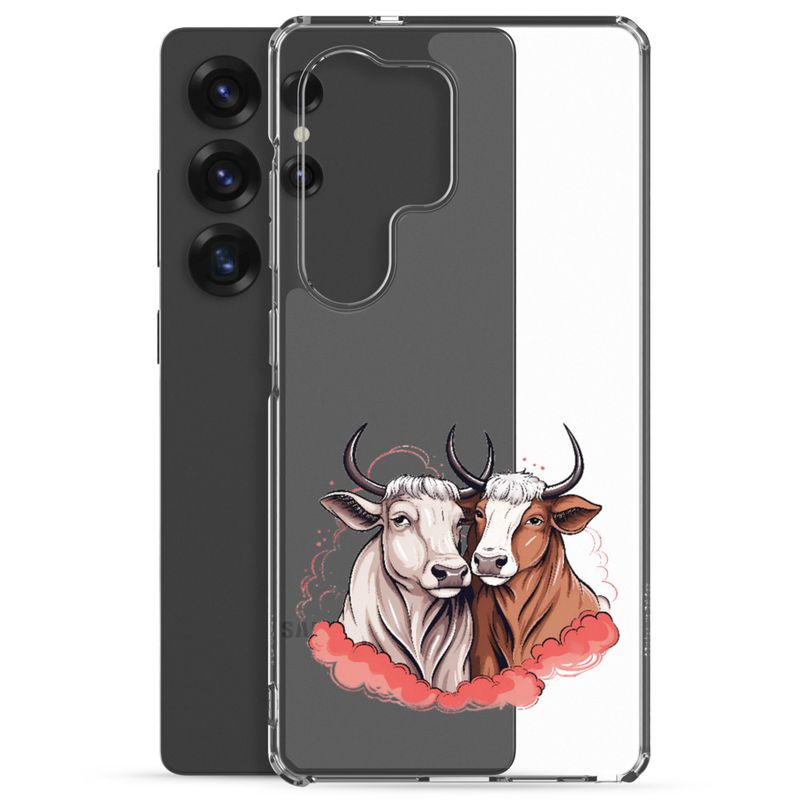 Clear Case for Samsung, Bull and cow, romantic, reddish clouds, qoucds