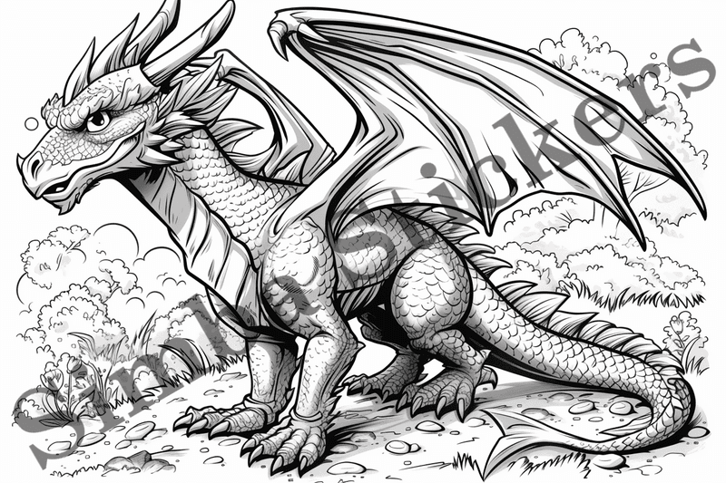 Colouring pages, bundle of dragons, 25 images