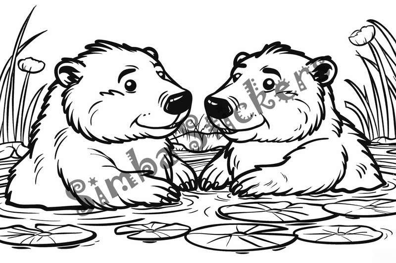 Colouring pages, bundle of beavers in love, 25 images