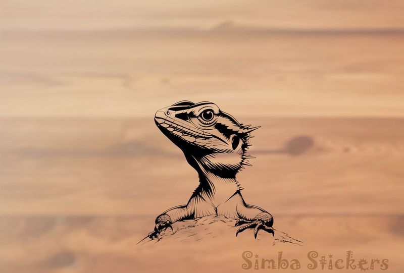 Lizards with head above ground, outline art