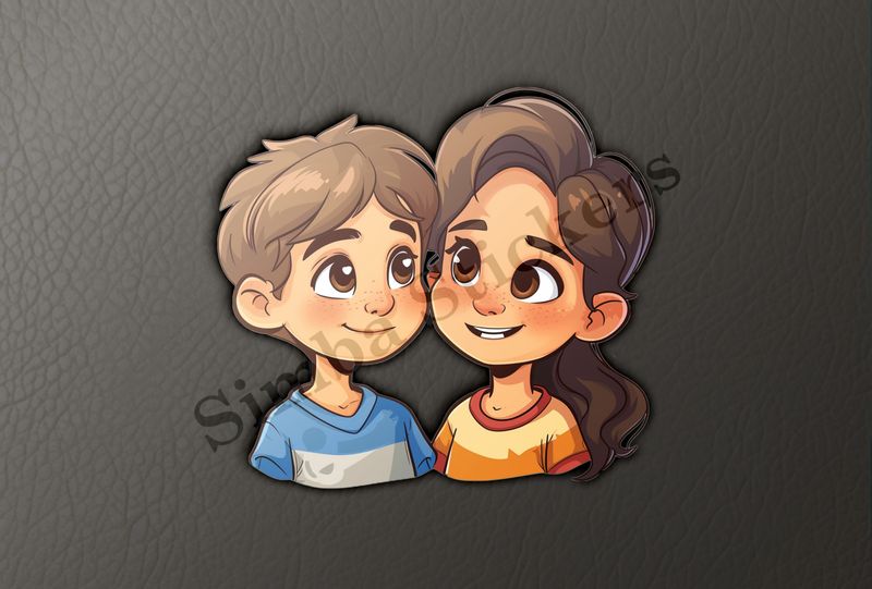 Girl and boy with rosy cheeks