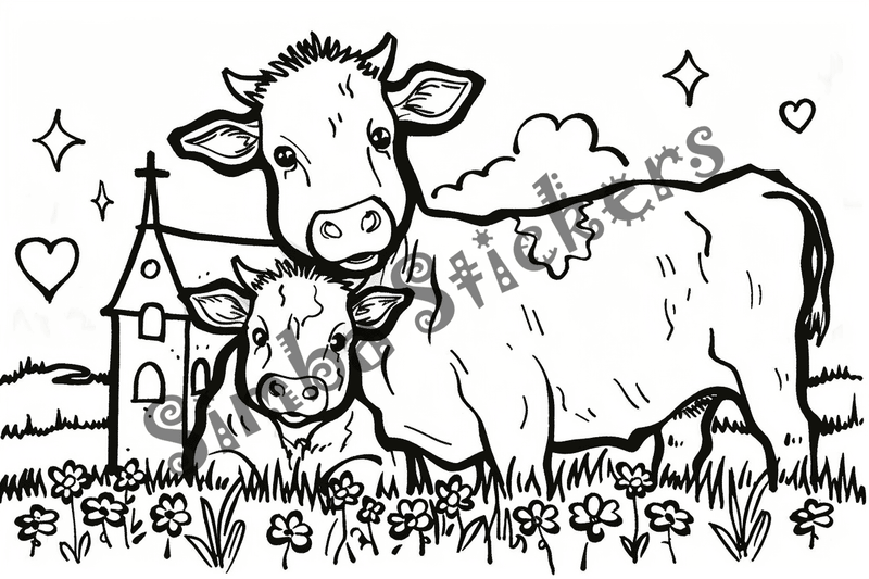 Colouring pages, bundle of cattle in love, 25 images