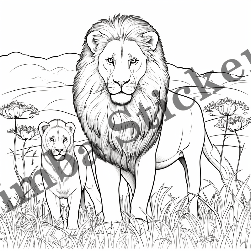Colouring pages, Bundle of lions, 25 images