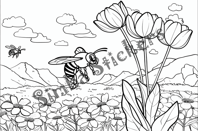 Colouring pages, bundle of bees, 25 images 2