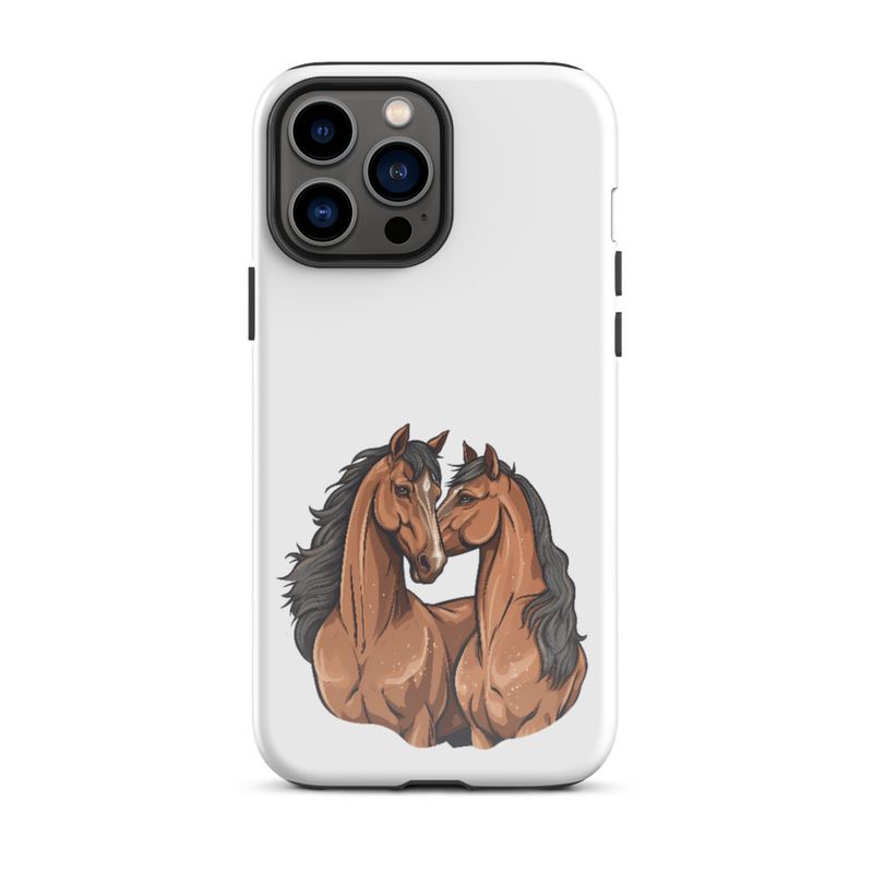 Tough Case for iPhone, Two brown horses snuggling, tdwcyd