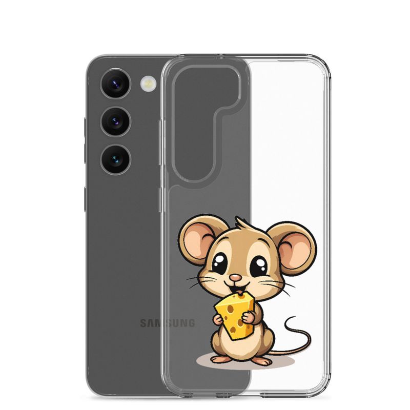 Clear Case for Samsung, Small Mouse happily licking large chunk of cheese, pqapy6