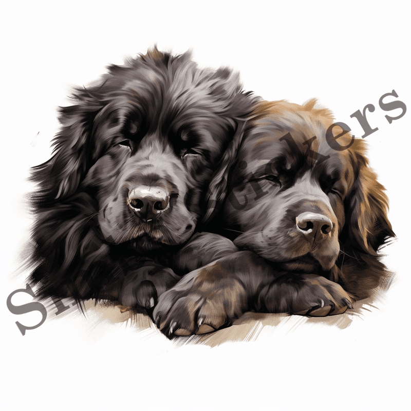 Newfoundland dogs sleeping, image set, 10 images