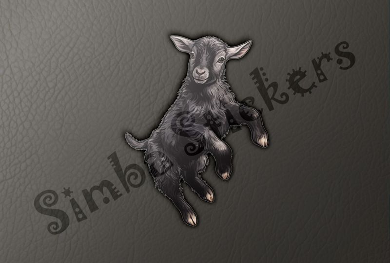 Black goat kid jumping
