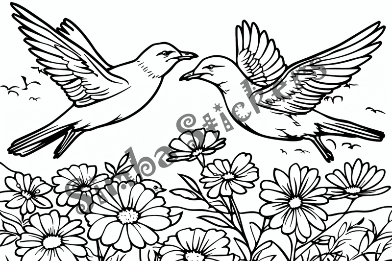 Colouring pages, bundle of seagulls, 50 images