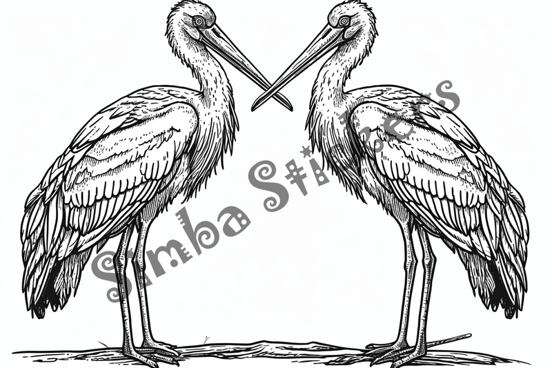 Colouring pages, bundle of marabou storks, 25 images