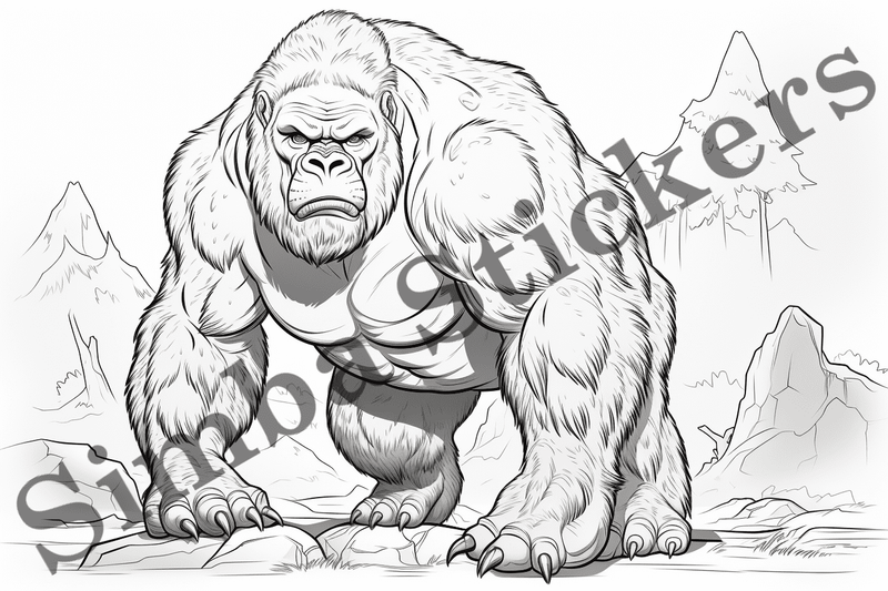 Colouring pages, bundle of gorillas, 25 images