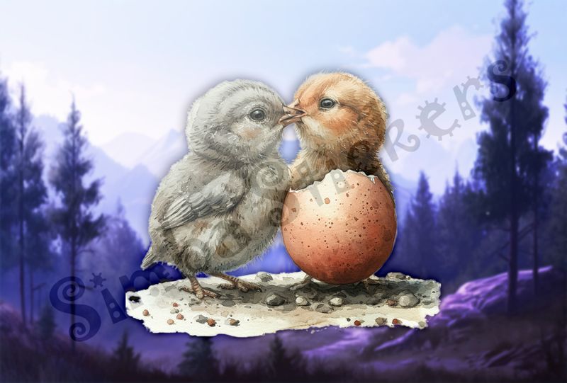 Chicks beak-to-beak, love at first sight