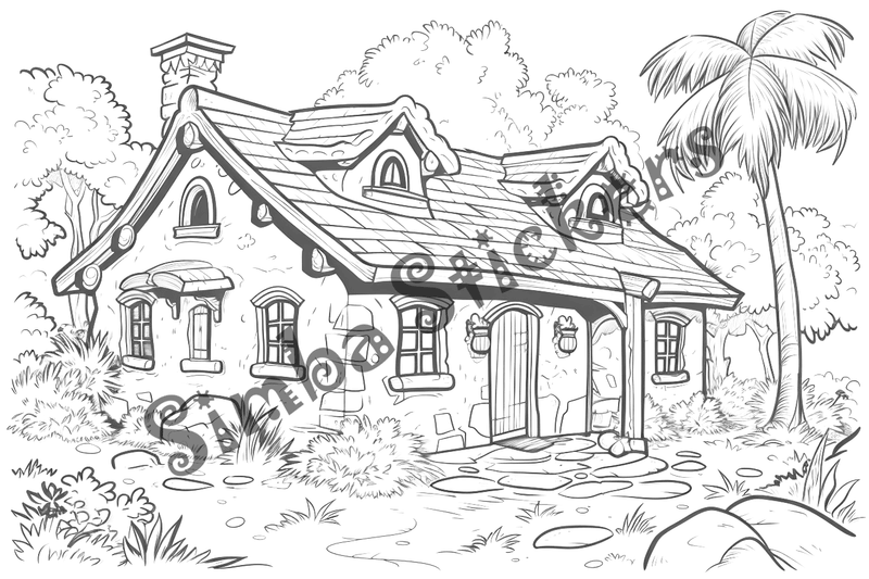 Colouring pages, bundle of houses, 25 images