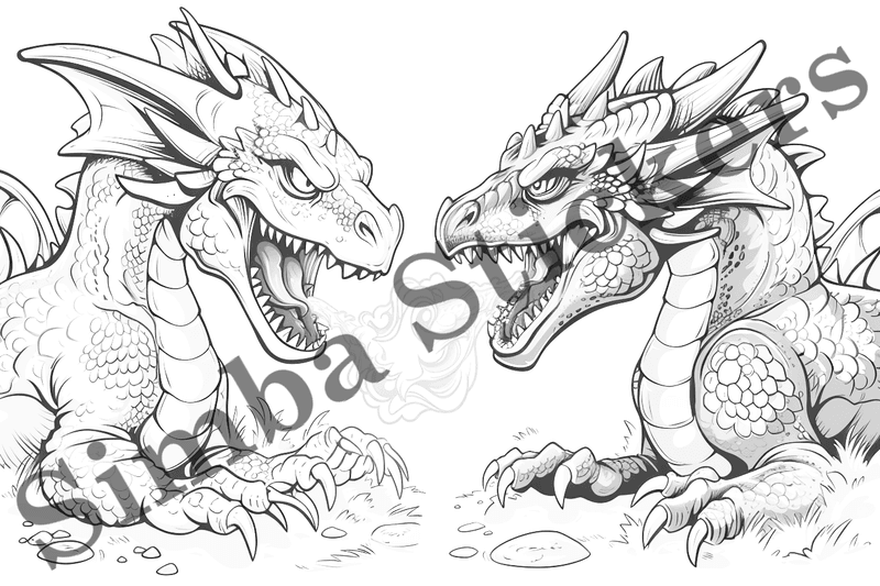 Colouring pages, bundle of dragons, 25 images
