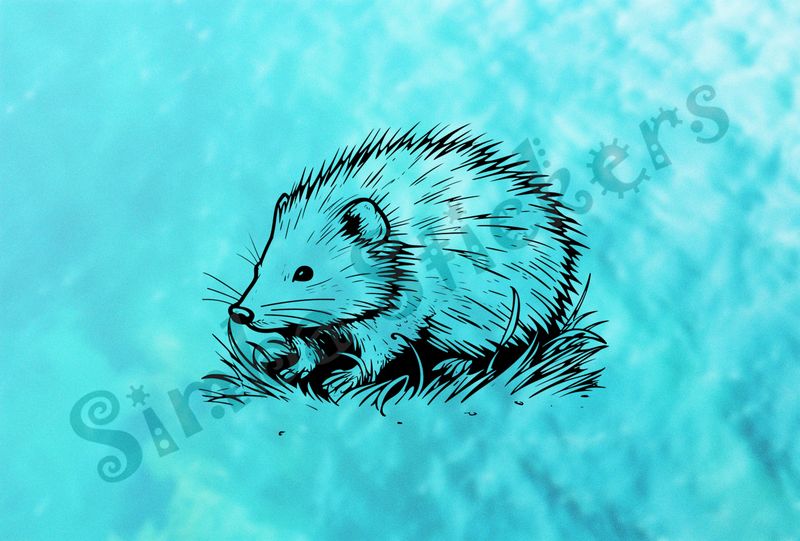 Porcupine in the grass, outline art