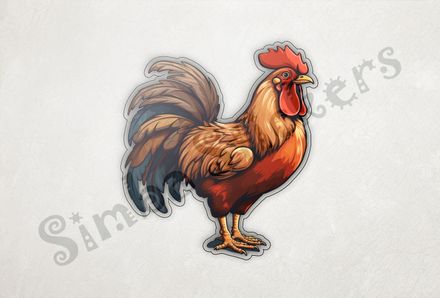 Elegant Rooster chicken with blue-tinged tail feathers