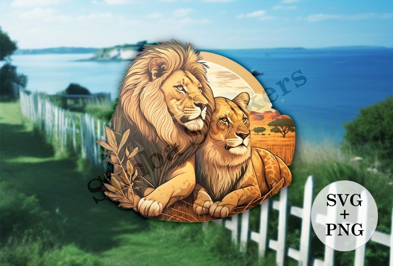 Male lion with lioness