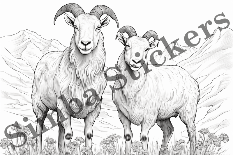 Colouring pages, Bundle of goats, 25 images