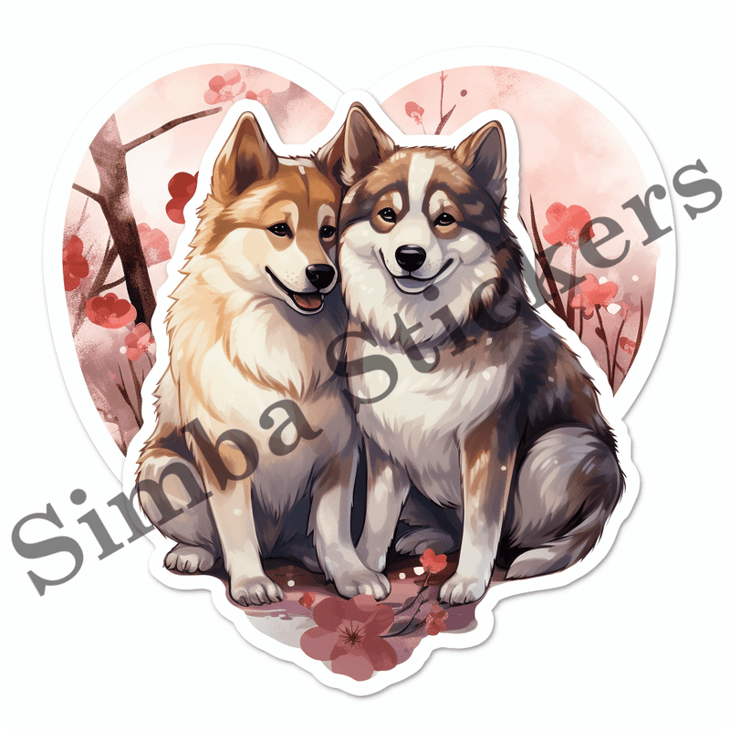 Akita dogs in love, image set, 10 images