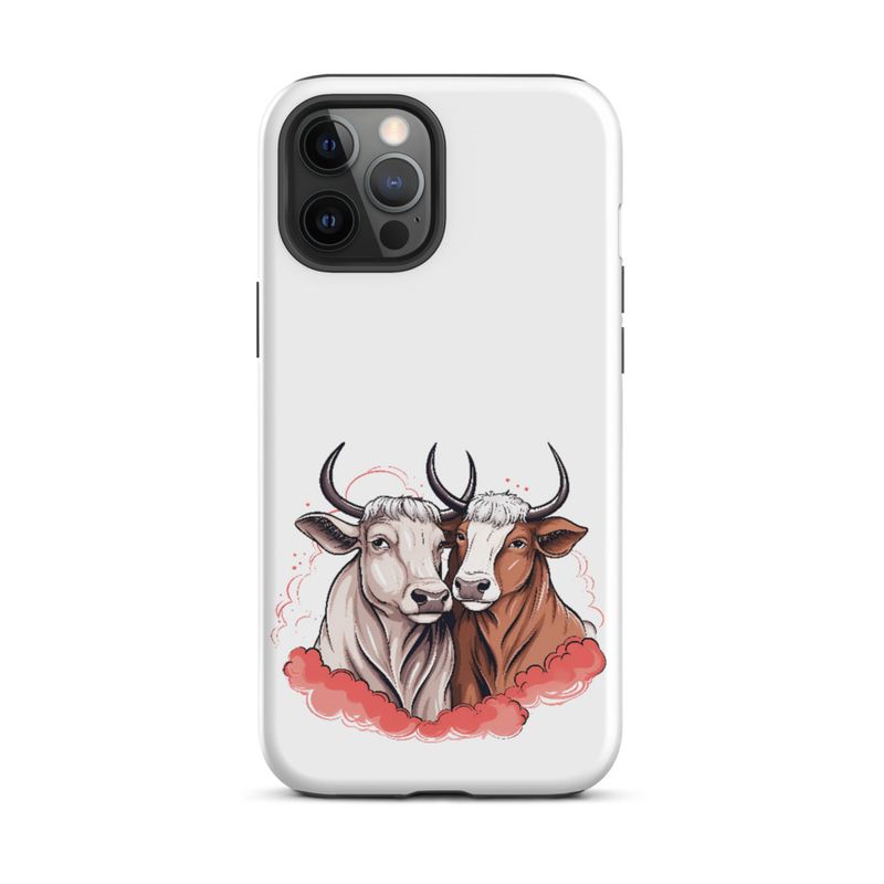 Tough Case for iPhone, Bull and cow, romantic, reddish clouds, qoucds