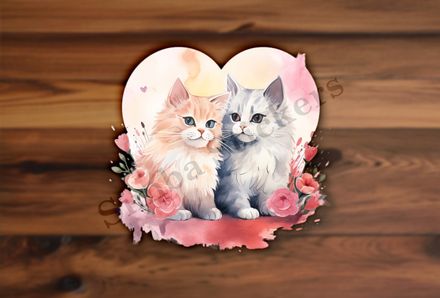 Cats in love, watercolour
