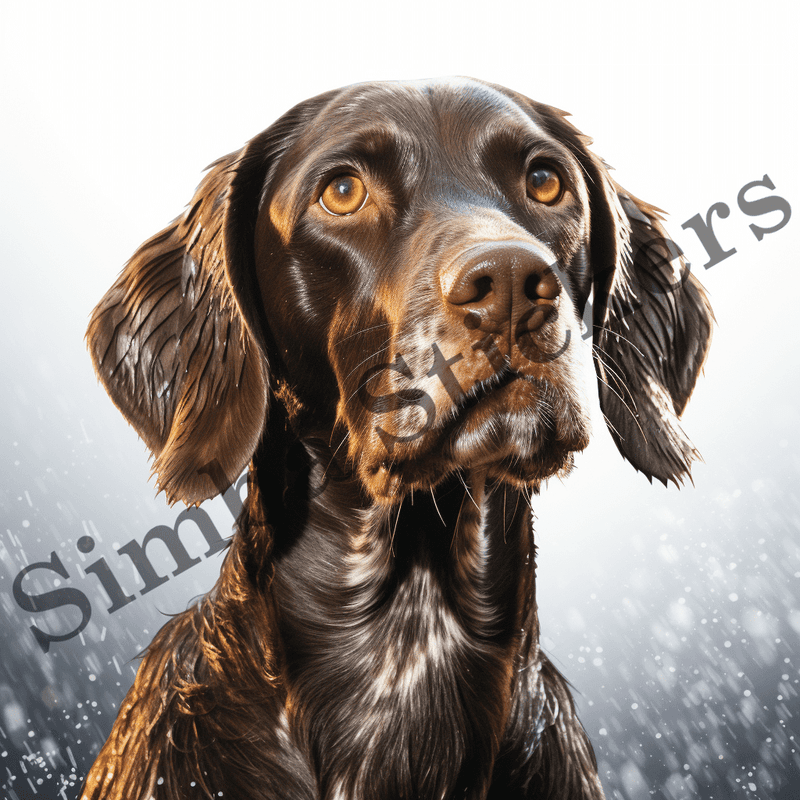 German Shorthaired Pointer dogs in the rain, image set, 10 images