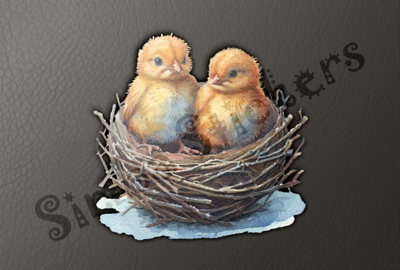 Two Chicks in bird&#x27;s nest
