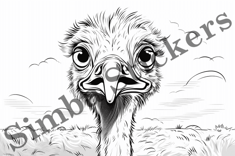 Colouring pages, Bundle of ostriches, 10 images