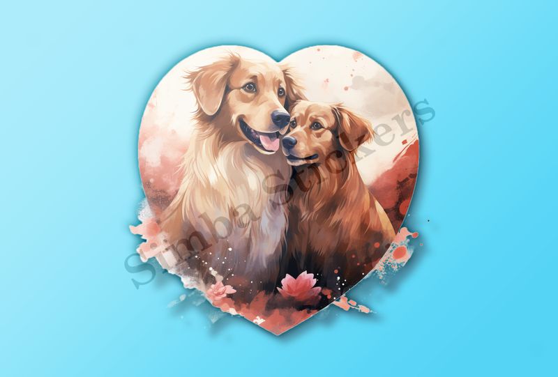 Dogs in love, watercolour