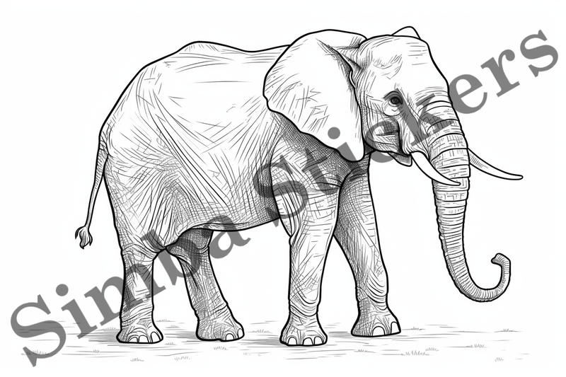 Colouring pages, Bundle of elephants, 25 images