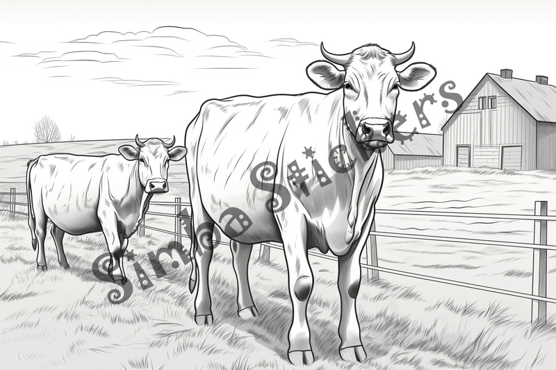 Colouring pages, bundle of cattle, complex, 25 images