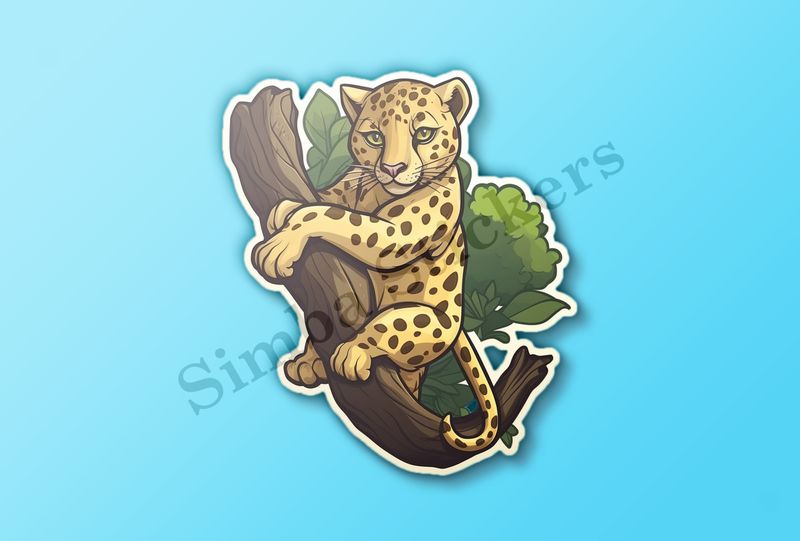 Leopard youngling resting in a tree