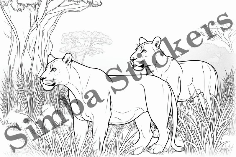 Colouring pages, Bundle of lions, 25 images
