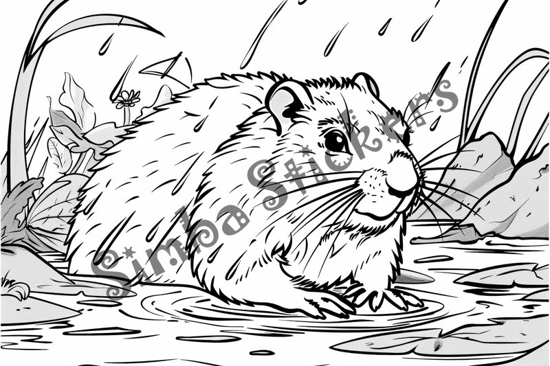 Colouring pages, bundle of groundhogs in the rain, 10 images